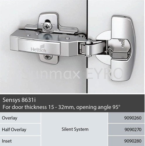 Hettich Sensys Hinges 8631i 15mm-32mm_95° 