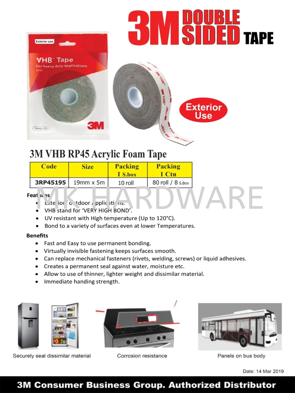 3M VHB RP45 ACRYLIC FOAM TAPE