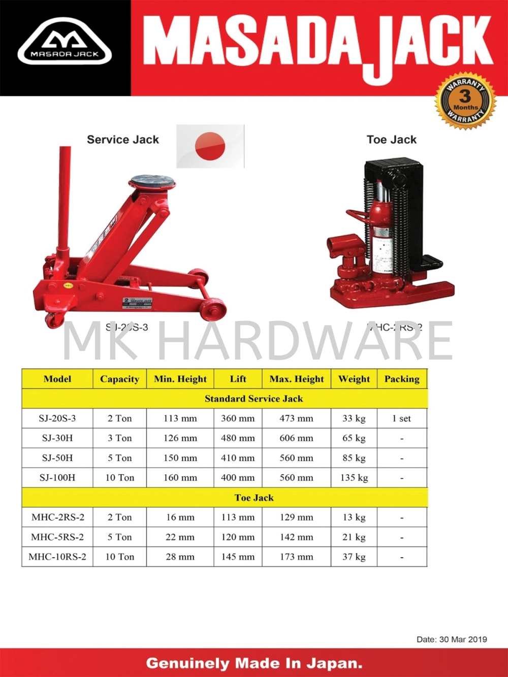 MASADA SERVICE JACK / TOE JACK