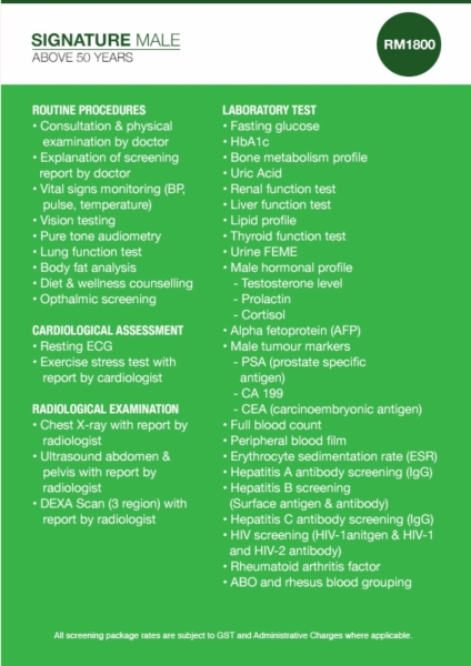 MEDICAL - SIGNATURE MALE ABOVE 50 YEARS OLD Medical ҽƼ   Programme, Application | A&W Consulting (MM2H) Sdn Bhd