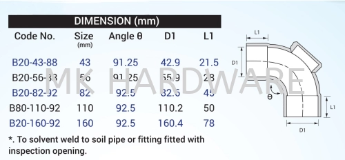 UPVC FITTING - 90 DEG BEND WITH I/O