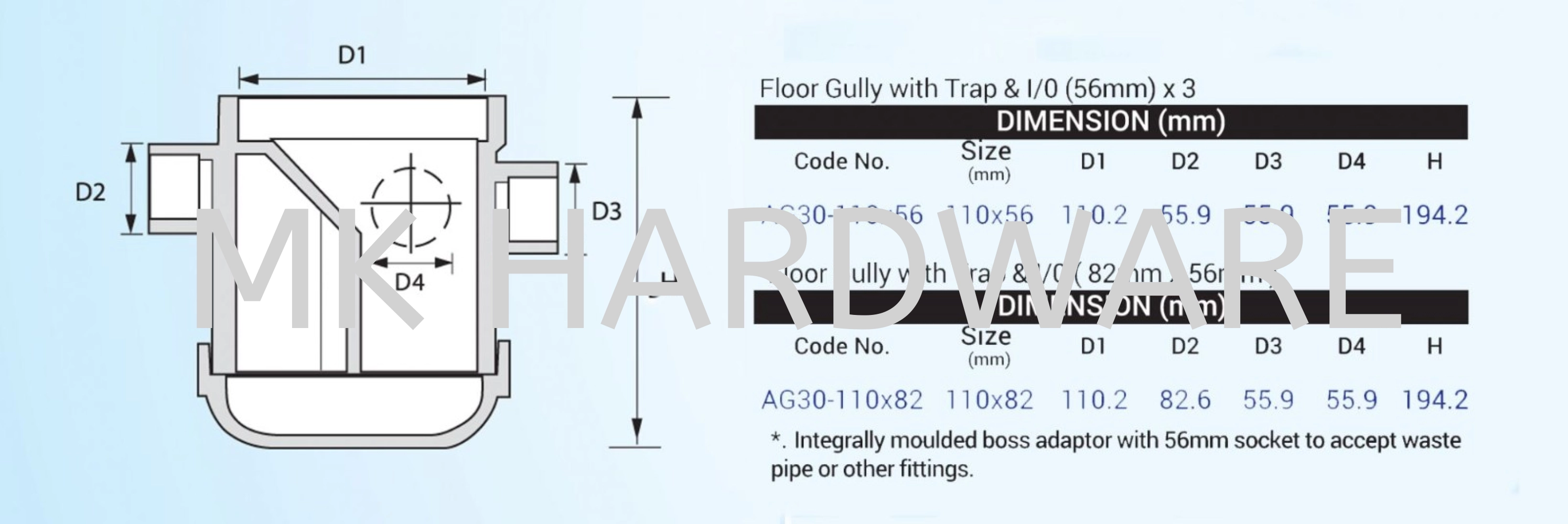 UPVC FITTING - FLOOR GULLY WITH TRAP