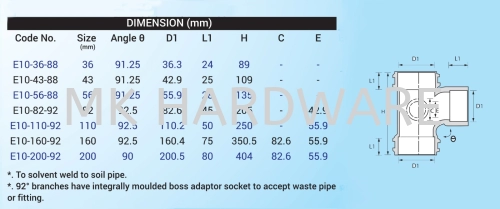 UPVC FITTING - TEE BRANCH / EQUAL SINGLE BRANCH