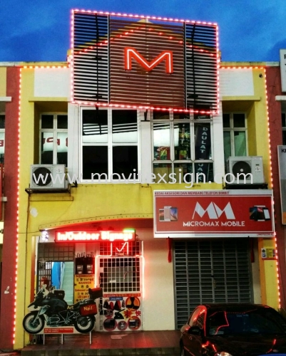 led lighting border with 3d Arcylic letters M