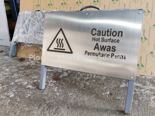 STAINLESS STEEL HAIRLINE WITH LASER ENGRAVE A STAND SIGNAGE