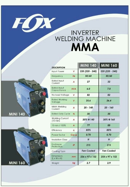 MINI-160 Power Tech Fox Inverter Stick Welding Machine Welding and Cutting Equipment Penang, Malaysia, Butterworth Supplier, Distributor, Supply, Supplies | Weld Power Technology & Machinery Sdn Bhd