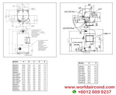 EMERSON COPELAND ZR ZB ZP SCROLL SCREW SEMI HERMETIC COMPRESSOR DATA