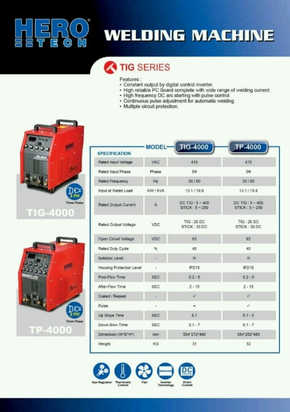 TIG-4000/TP-4000 Hero Tech Inverter Tig Welding Machine Welding and Cutting Equipment Penang, Malaysia, Butterworth Supplier, Distributor, Supply, Supplies | Weld Power Technology & Machinery Sdn Bhd