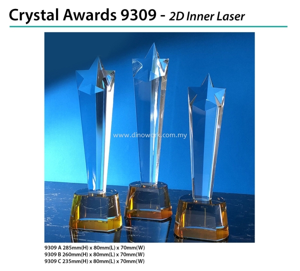 Crystal Award 9309 Crystal Award 3 Award Johor Bahru (JB), Malaysia Supplier, Wholesaler, Importer, Supply | DINO WORK SDN BHD