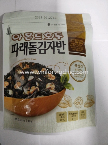 CHUNMYONG TORN ALMOND WALNUT SEASONED SEAWEED BR8809402680698  40G