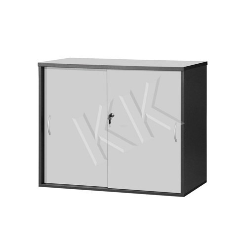 Light Grey & Dark Grey Office Low Sliding Door Cabinet