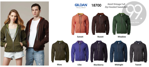 Gildan Adult Vintage Full Zip Hooded (18700) Jacket Apparel Ready Make Products Selangor, Malaysia, Kuala Lumpur (KL), Kajang Uniform, Manufacturer, Supplier, Supply | 99 Uniform Factory Sdn Bhd