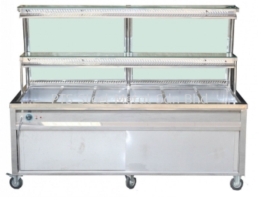 BAIN MARIE WITH 2 TIER GLASS OVERSHELF