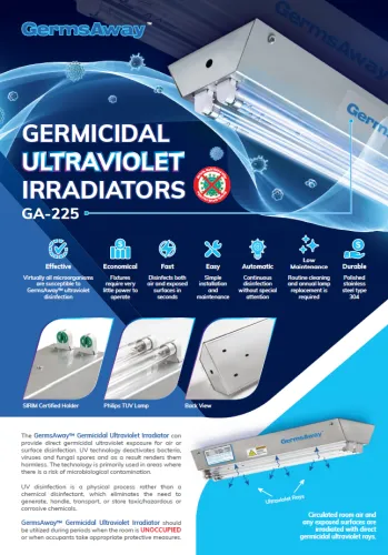 GermsAway GA-225 GERMICIDAL PHILIPS TUV 25W ULTRAVIOLET IRRADIATORS DISINFECTION LAMP UVC