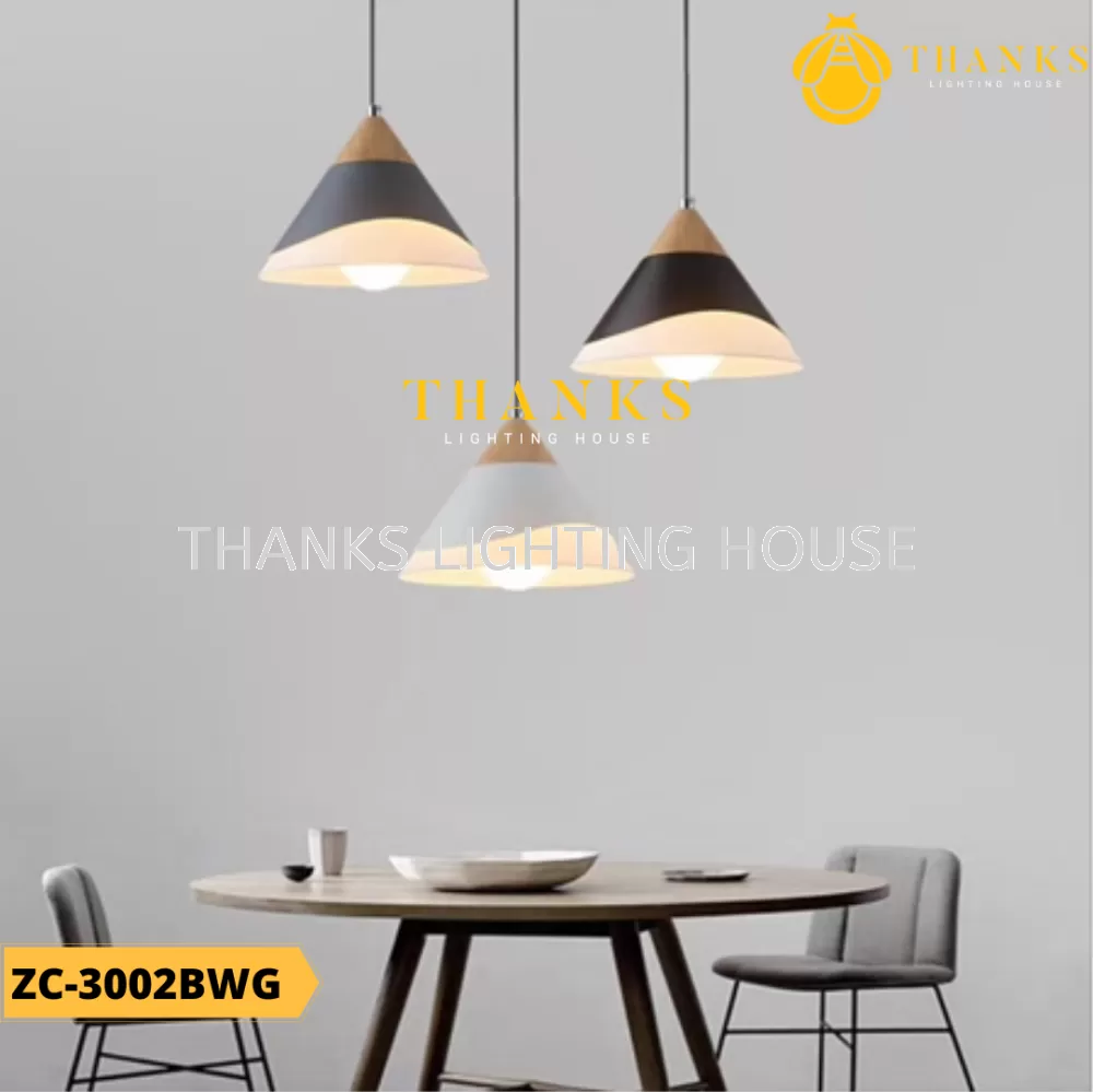 ZC-3002BWG 3 Head Pendant Light