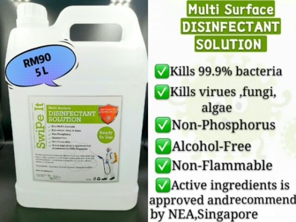 MULTI SURFACE DISINFECTANT SOLUTION 5L (READY TO USE) MULTI SURFACE DISINFECTANT Malaysia, Melaka, Bachang Supplier, Suppliers, Supply, Supplies | Cheng Xiong Hair Saloon Supplier