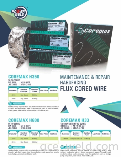 COREMAX HARDFACING FLUX CORED WIRE