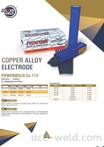 Powerweld Cu112 COOPER ALLOY ELECTRODE