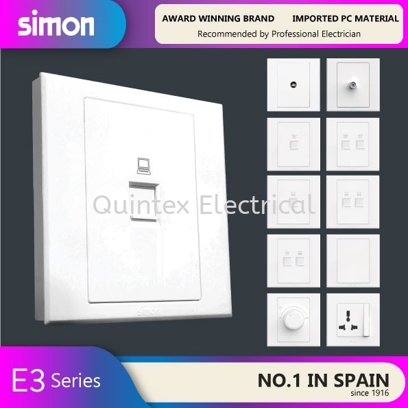 SIMON E3 OUTLET / DIMMER / BLANK PLATE (White) E3 Series SIMON Switch Selangor, Malaysia, Kuala Lumpur (KL), Shah Alam Supplier, Suppliers, Supply, Supplies | Quintex Electrical Engineering & Trading