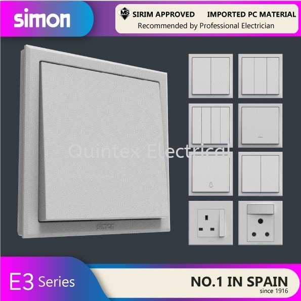 SIMON E3 SWITCH (Silver) E3 Series  SIMON Switch Selangor, Malaysia, Kuala Lumpur (KL), Shah Alam Supplier, Suppliers, Supply, Supplies | Quintex Electrical Engineering & Trading