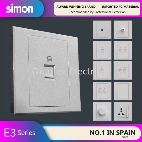 SIMON E3 OUTLET / DIMMER / BLANK PLATE (Silver) E3 Series  SIMON Switch Selangor, Malaysia, Kuala Lumpur (KL), Shah Alam Supplier, Suppliers, Supply, Supplies | Quintex Electrical Engineering & Trading