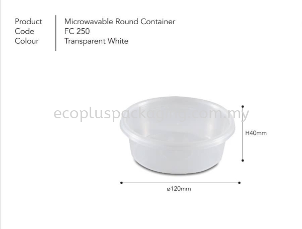 250 Round Container with Lid Round Container  PP Container Selangor, Malaysia, Kuala Lumpur (KL), Shah Alam Supplier, Suppliers, Supply, Supplies | Eco Plus Packaging