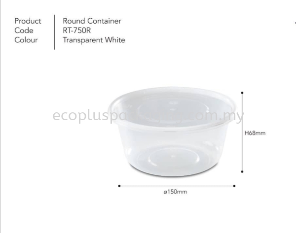 750B Round Container with Lid Round Container  PP Container Selangor, Malaysia, Kuala Lumpur (KL), Shah Alam Supplier, Suppliers, Supply, Supplies | Eco Plus Packaging