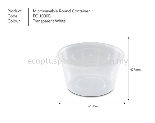 1000B Round Container with Lid Round Container  PP Container Selangor, Malaysia, Kuala Lumpur (KL), Shah Alam Supplier, Suppliers, Supply, Supplies | Eco Plus Packaging