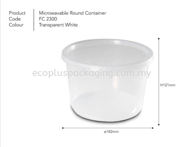 2300 Round Container with Lid Round Container  PP Container Selangor, Malaysia, Kuala Lumpur (KL), Shah Alam Supplier, Suppliers, Supply, Supplies | Eco Plus Packaging