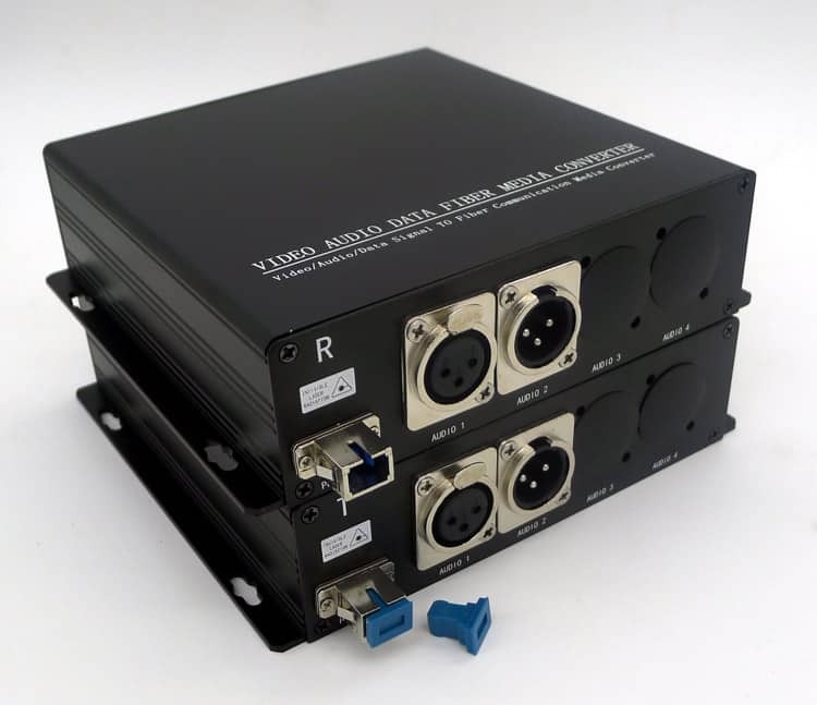 1 XLR Audio Channel Bi-Directional Over Fiber Optic Converter RCA & XLR  Audio Over Fiber