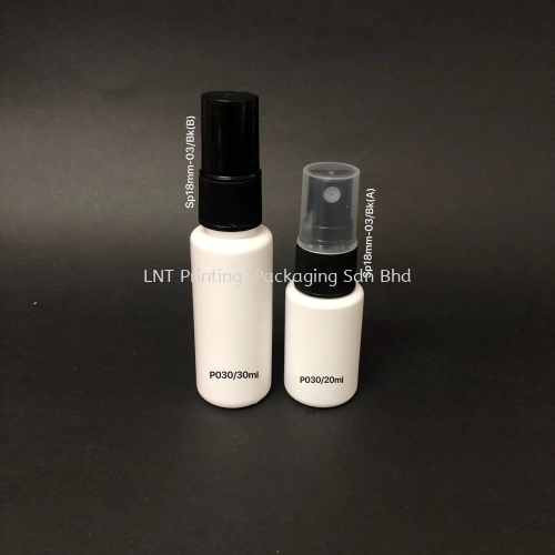 30ml And 20ml White Bottle + Spray Pump