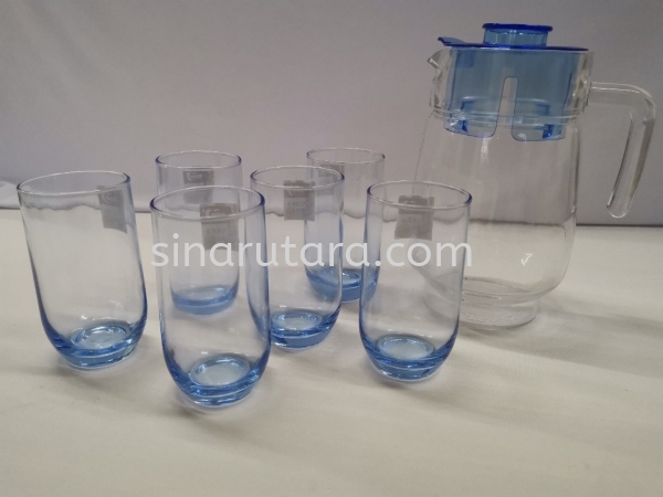 EH1001-J1010/L7B 8PCS Water Set (GB) Blue Water Set Glass Sinar Kedah, Malaysia, Lunas Supplier, Suppliers, Supply, Supplies | TH Sinar Utara Trading