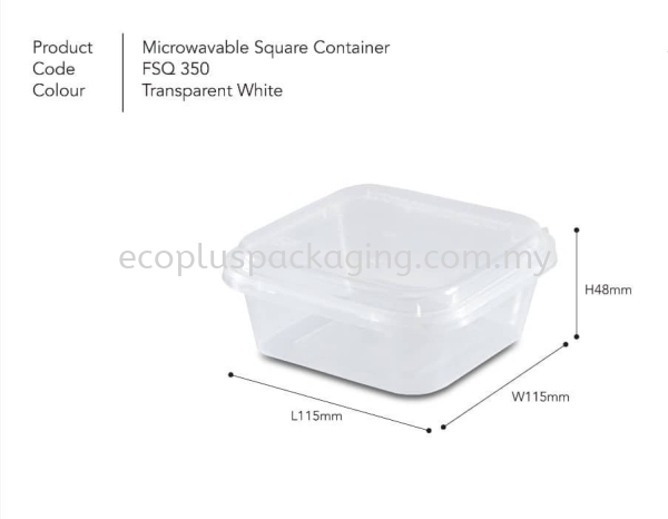 SQ350 Square Container with Lid Square Container PP Container Selangor, Malaysia, Kuala Lumpur (KL), Shah Alam Supplier, Suppliers, Supply, Supplies | Eco Plus Packaging