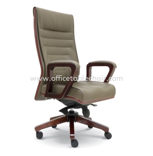 ACTOR DIRECTOR HIGH BACK LEATHER CHAIR WITH WOODEN TRIMMING LINE