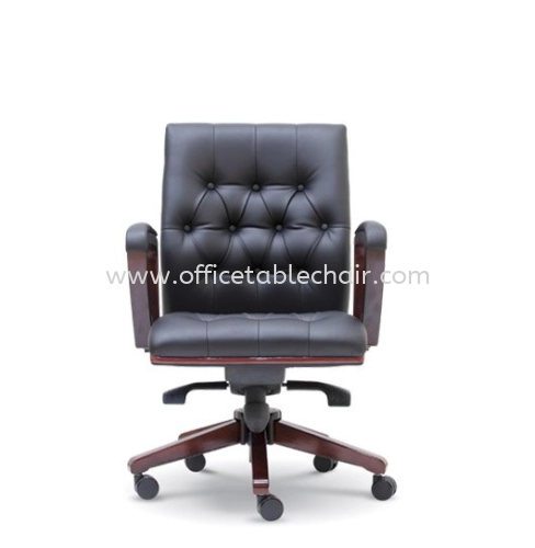 NETIZEN DIRECTOR LOW BACK LEATHER CHAIR WITH WOODEN TRIMMING LINE