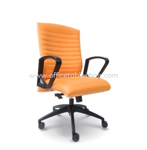 JOME EXECUTIVE MEDIUM BACK PU CHAIR WITH CHROME TRIMMING LINE