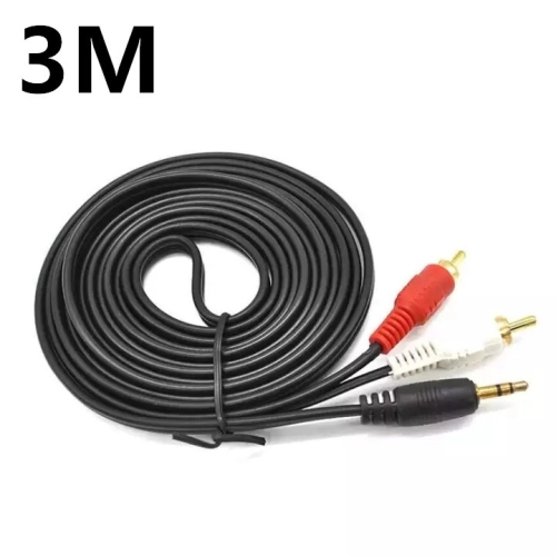 Audio AV Cable - 3.5 MM Male Jack to 2 RCA Male Stereo Red White 3M