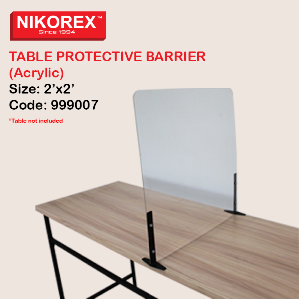 999007 - TABLE PROTECTIVE BARRIER (Acrylic) 2x2 OTHERS Malaysia, Johor Bahru (JB), Kuala Lumpur (KL), Selangor, Melaka, Perak, Pahang, Singapore Supplier, Manufacturer, Supply, Supplies | Nikorex Display Products (M) Sdn Bhd