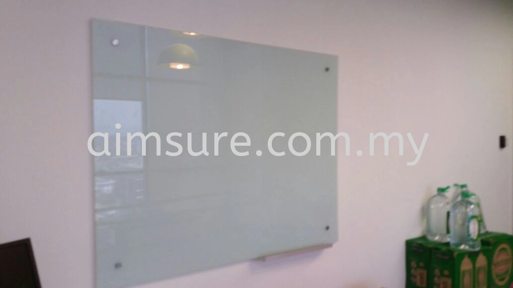 Tempered glass writing board with stainless steel nuts