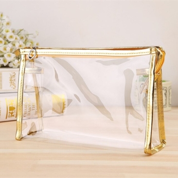 Cosmetic Bag Gold color Edge PVC 0.4mm thickness CN01