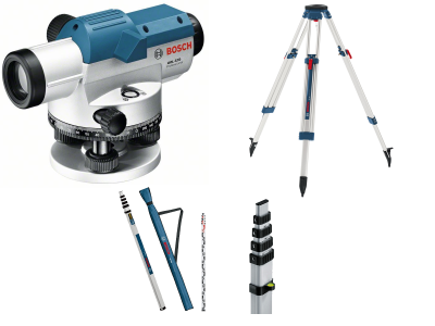 BOSCH GOL32D OPTICAL LEVEL C/W TRIPOD+LEVELLING ROD