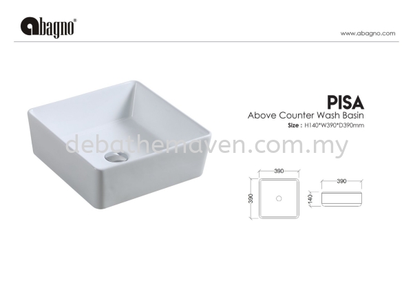 BRAND: ABAGNO-PISA Above Counter Top Basin Ceramic Basin Selangor, Malaysia, Kuala Lumpur (KL), Kajang Supplier, Suppliers, Supply, Supplies | DE'BATHE MAVEN