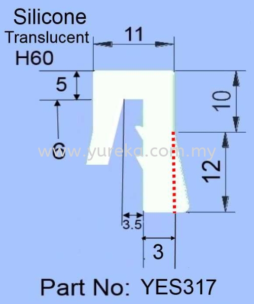 YES317 Translucent n or u Profile Silicone Rubber Extrusion Rubber Extrusion Malaysia, Kuala Lumpur (KL), Selangor, Johor Bahru (JB) Manufacturer, Supplier, Supply, Supplies | Yureka Sdn Bhd