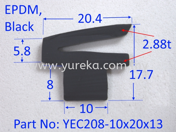 YEC-208-10x20x13 EPDM EPDM Rubber Extrusion Rubber Extrusion Malaysia, Kuala Lumpur (KL), Selangor, Johor Bahru (JB) Manufacturer, Supplier, Supply, Supplies | Yureka Sdn Bhd