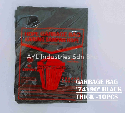 GARBAGE BAG (74''x 90'') BLACK THICK 10 PCS