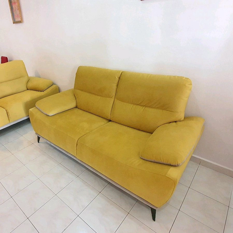 2 seaters Yellow Gold Sofa Aqua fabrics Sofa 