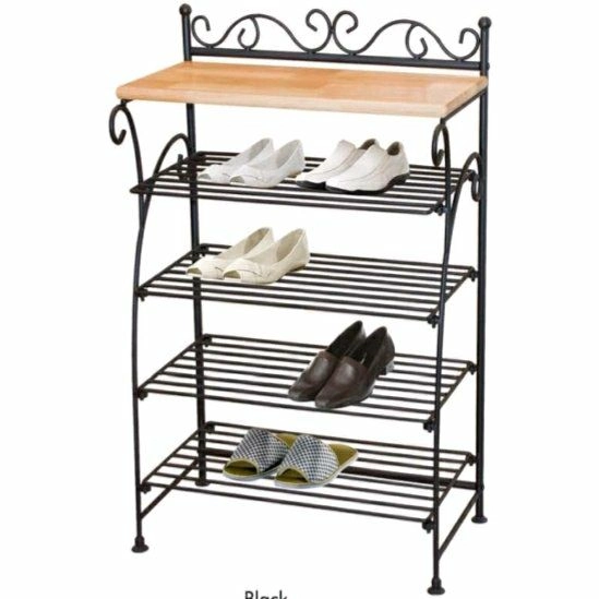 High Quality Metal with Solid Wood beautiful Classical shoe Rack 