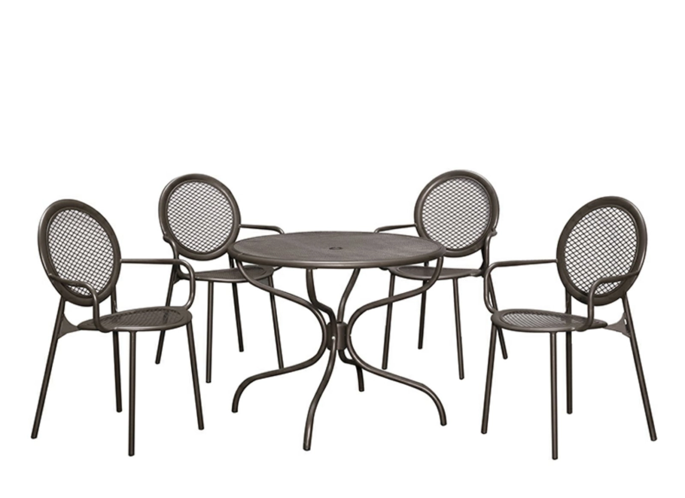 Outdoor Steel Table + Steel Chair Set (1+4) - Cool Grey