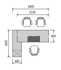 Hudson series L shape Director table AIM7HD 2 Dimension