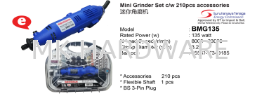 MINI GRINDER SET C/W 210PCS ACCESSORIES